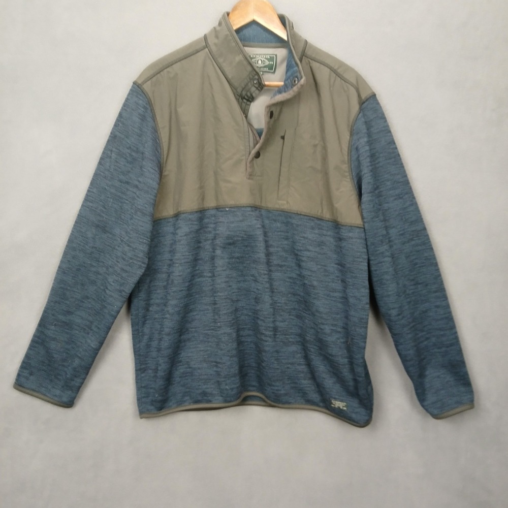 GH Bass & Co Mixed Media Jacketโ Mens XL Blue Green Logo Mock Neck Quarter Snap